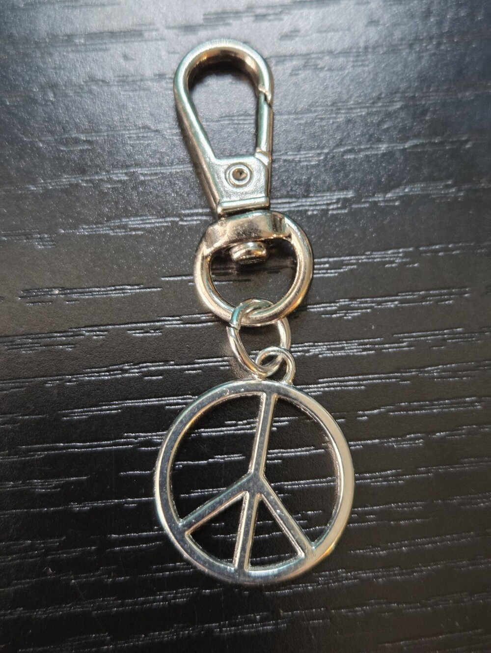 Small Silver Peace Sign Keychain